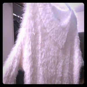 White fuzzy sweater